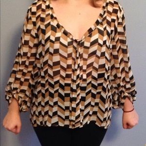 Brown, Black, and White Sheer Shirt